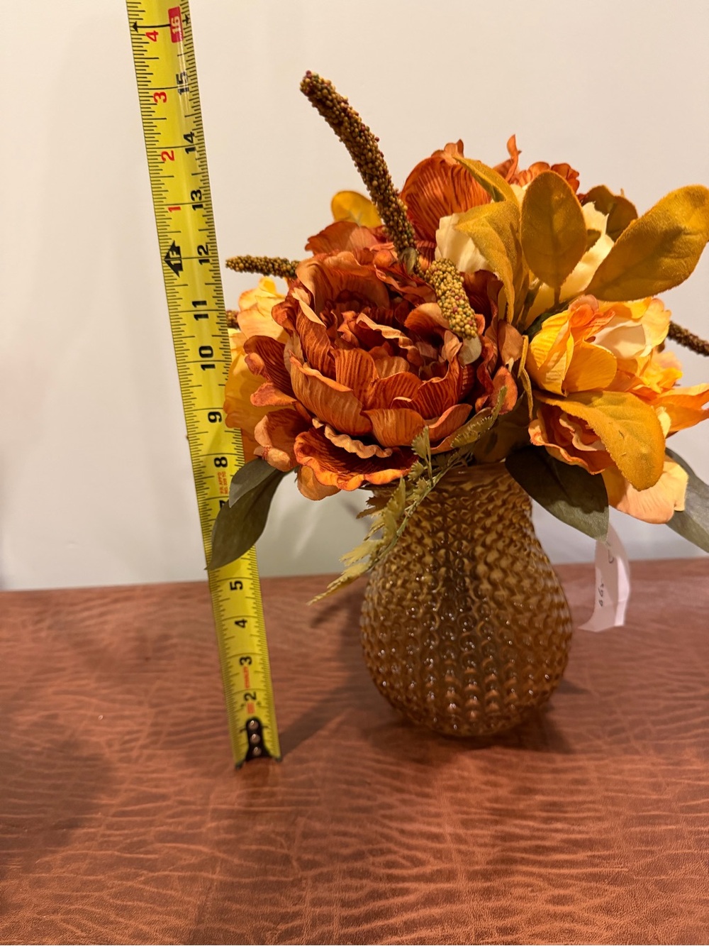 Autumn Faux Flower Arrangement in Amber Vase NWT - Picture 2 of 2